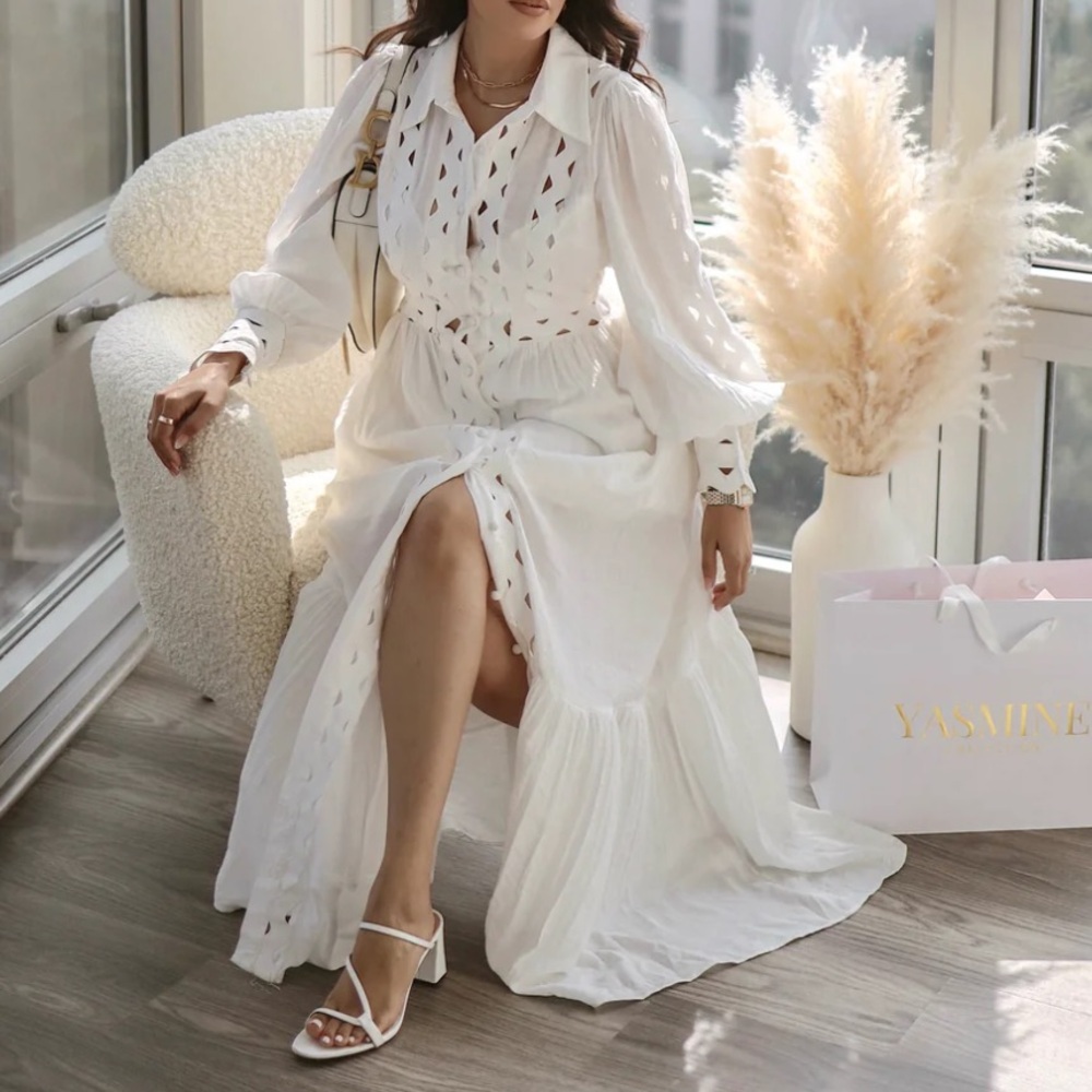 Amalfi Long Sleeve Maxi Dress White